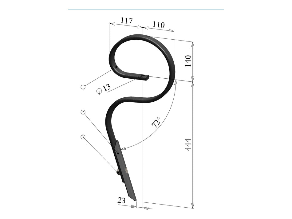 Spring tines with share for universal use | for installation height 450 mm