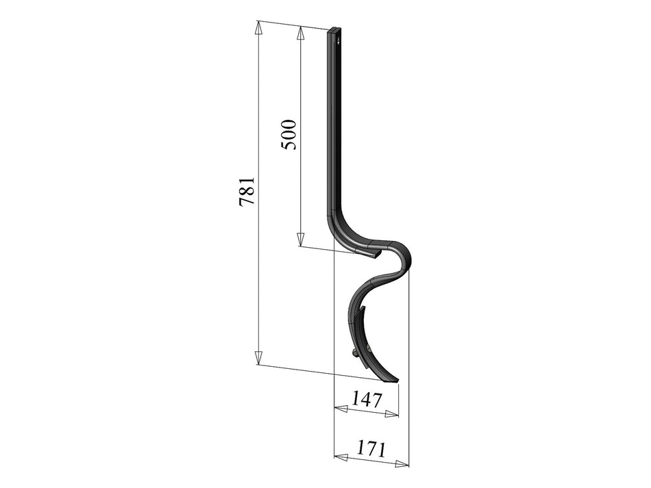 Track loosening tines with
 Leaf and overspring for universal