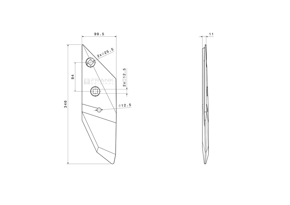 Front section of the share for Lemken | right