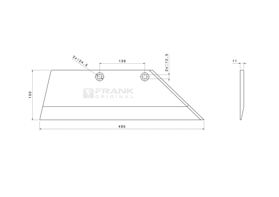 Rear section for Lemken | right