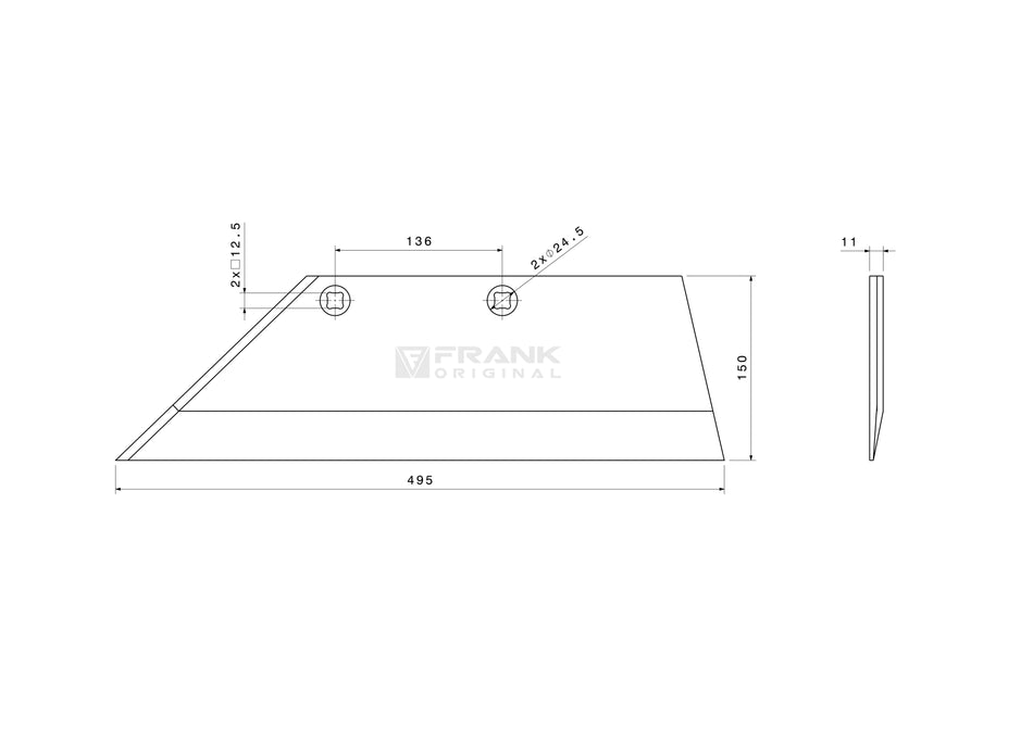 Rear section for Lemken | left
