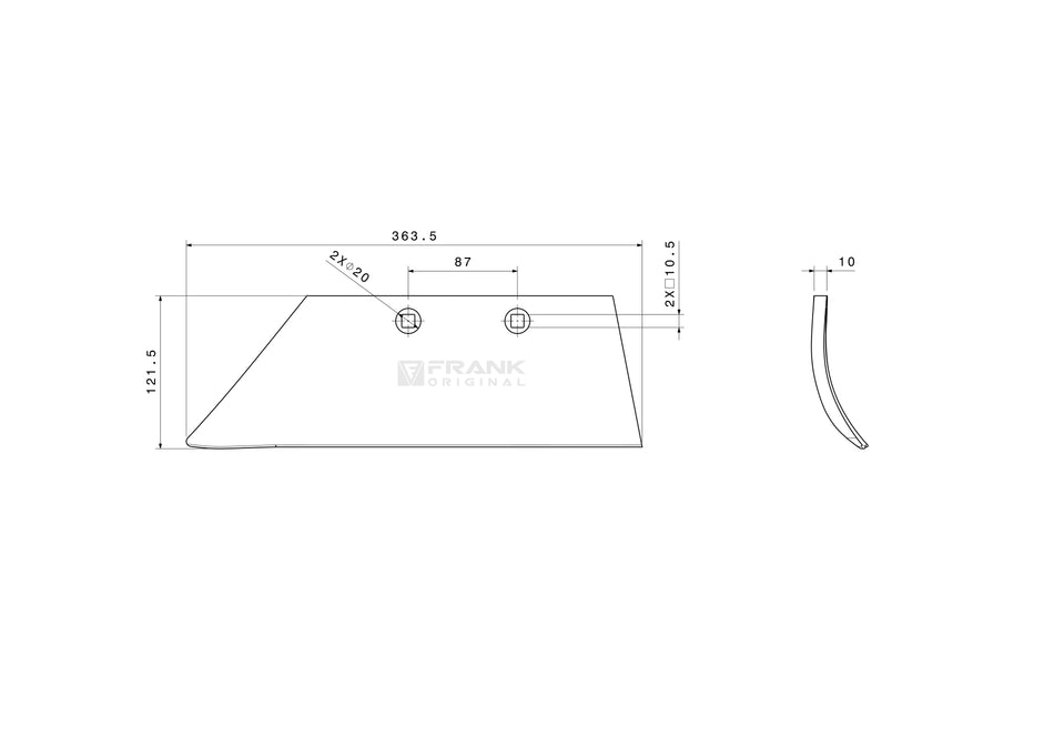 Fertilizer injector share for Lemken | left