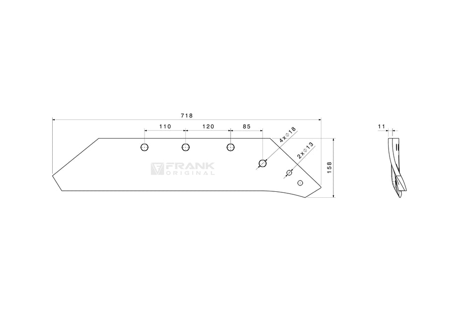 Share for revesible point for Kverneland | 20" | right