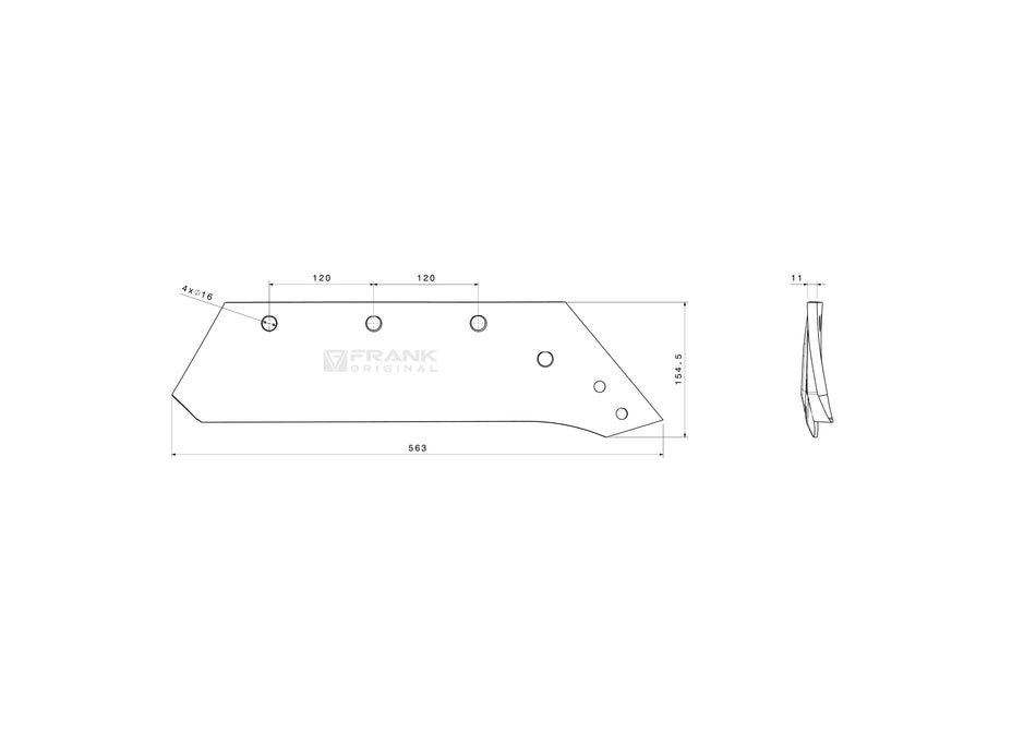 Share for revesible point for Kverneland | 16" | right