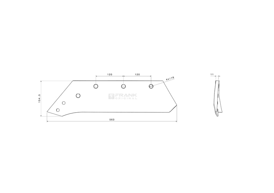 Share for revesible point for Kverneland | 16" | left