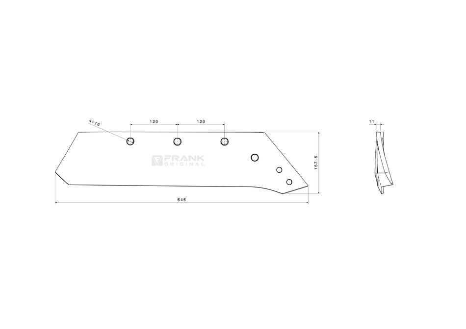 Share for revesible point for Kverneland | 18" | right