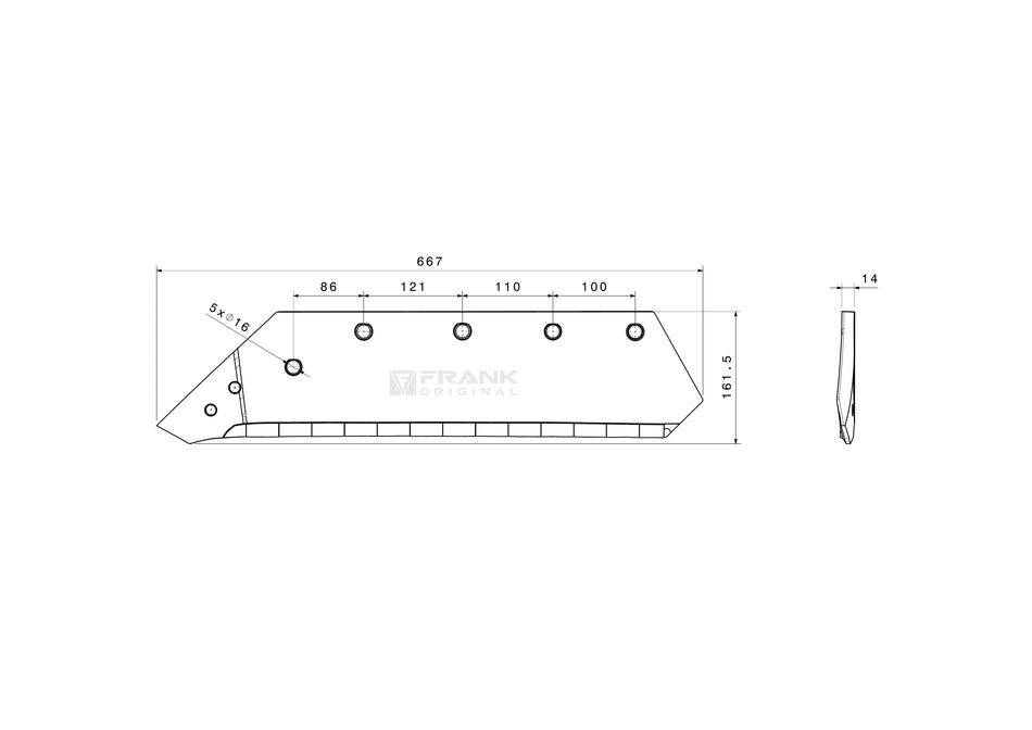 Share for revesible point for Kverneland | 18" | HardLine | left