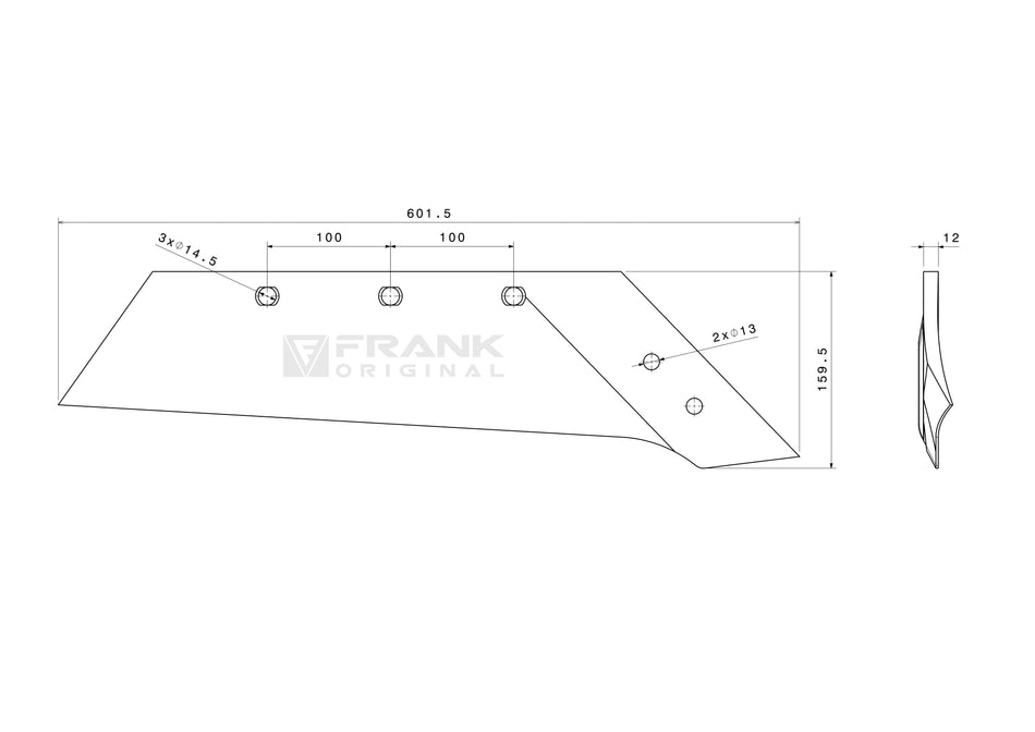 Interchangeable tip share for Amazone / BBG | 16" | right