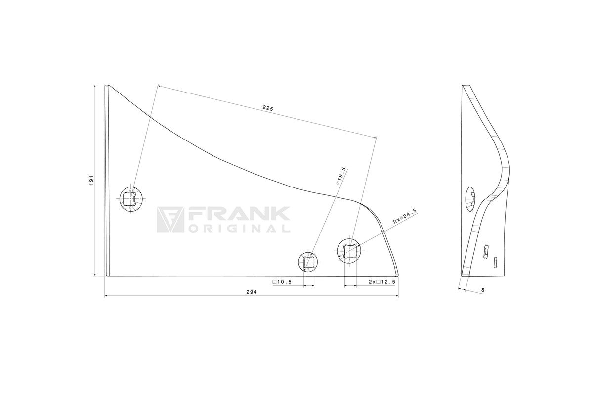 Streichblech-Vorderteil für Rabewerk | links