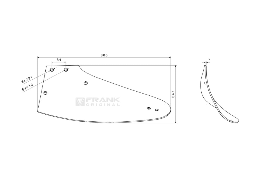 Molding plate rear section for Kuhn | right