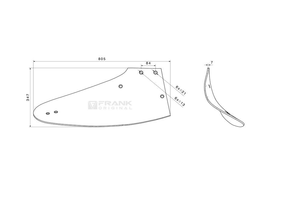 Moldboard rear section for Kuhn | left