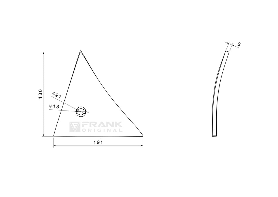Brush plate front part for Kverneland | right