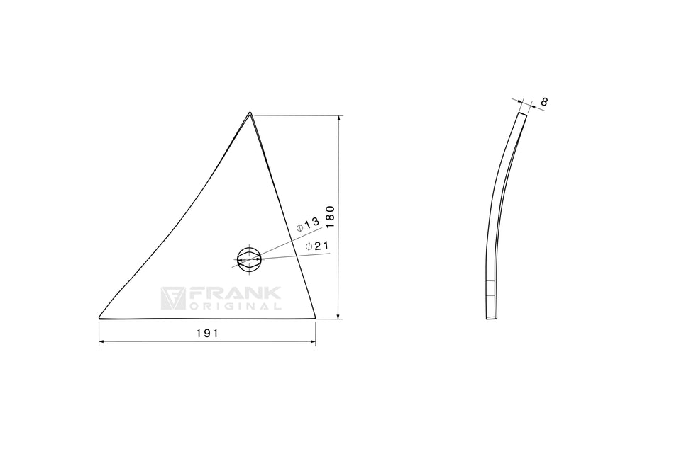 Brush plate front part for Kverneland | left