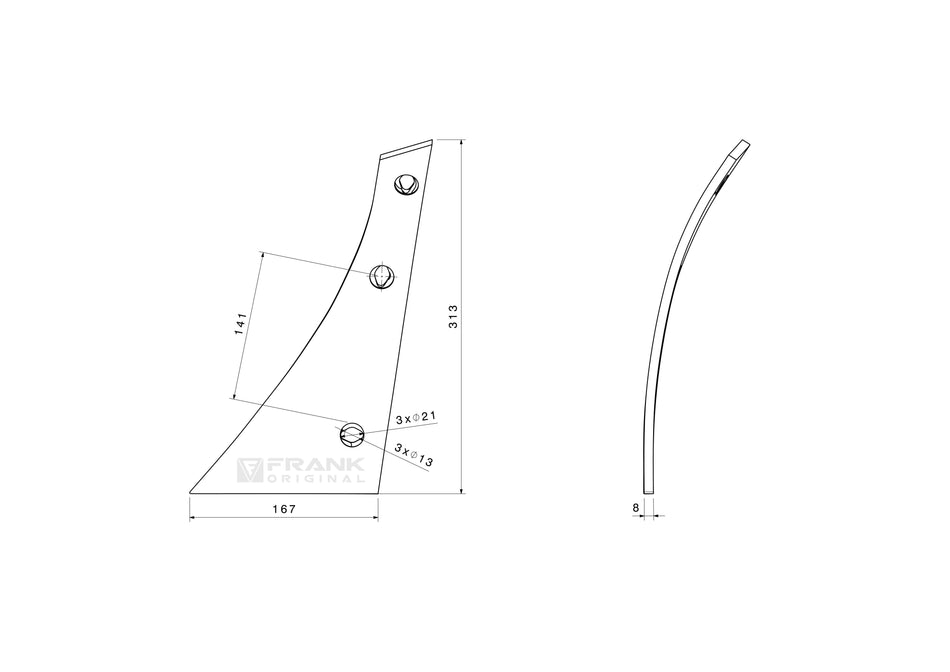 Brush plate front part for Pöttinger | left