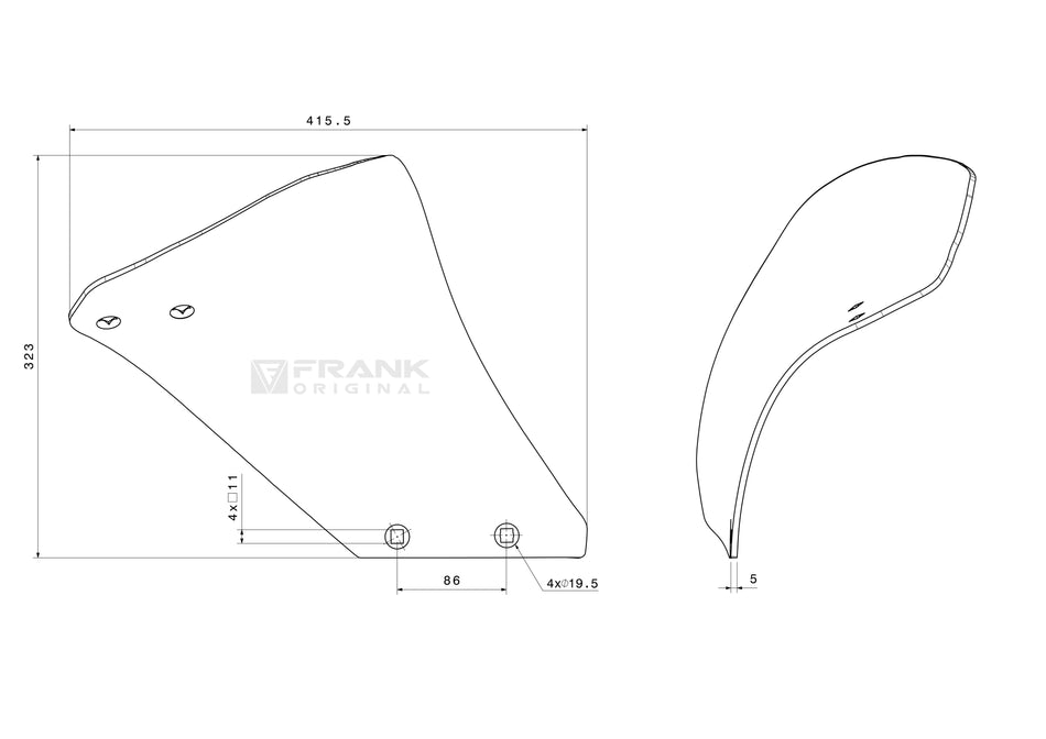 Fertilizer spreader plate for Lemken | right