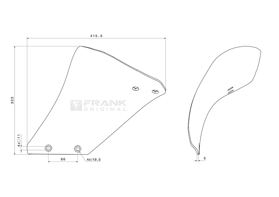 Fertilizer spreader plate for Lemken | left