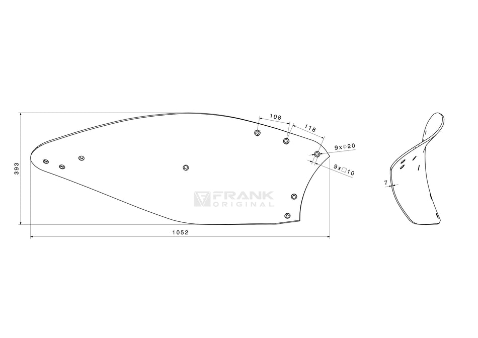 Paint tray rear section for Lemken | right