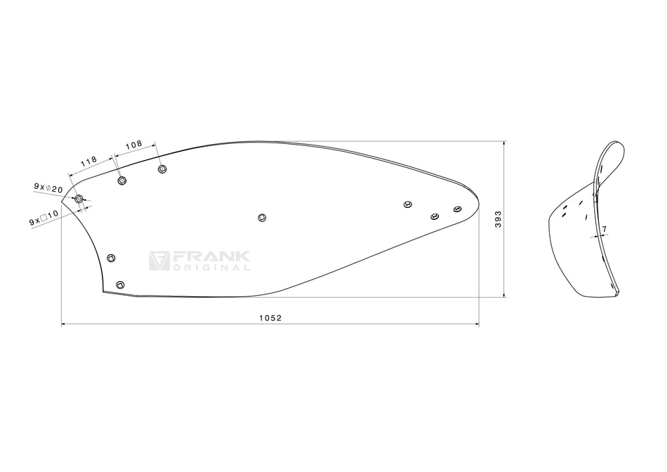 Paint tray rear section for Lemken | left