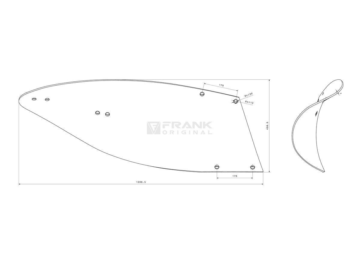 Streichblech-Hinterteil für Överum / Fiskars | rechts