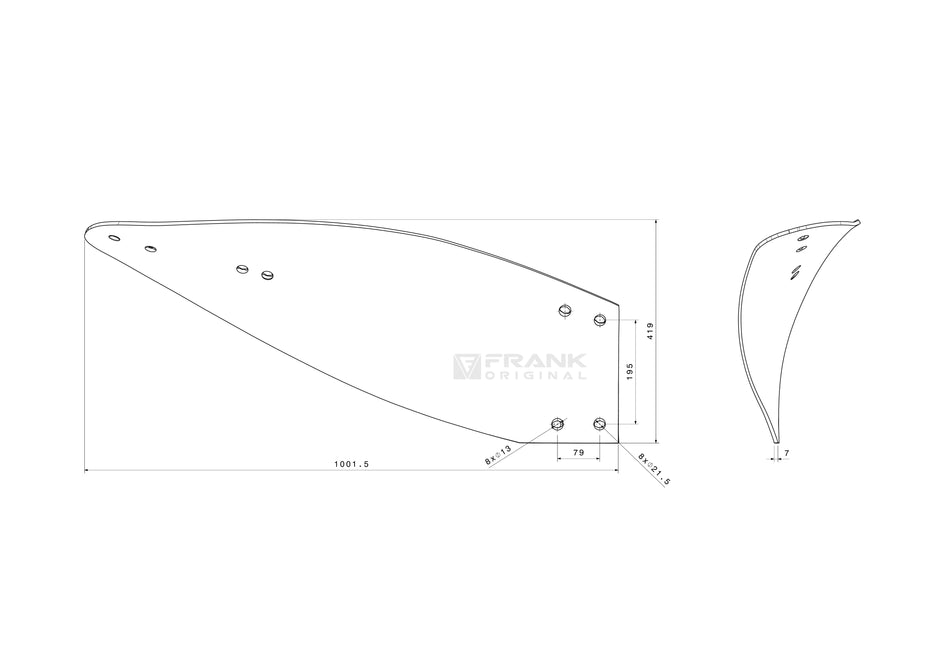Rear mouldboard for Överum / Fiskars | right