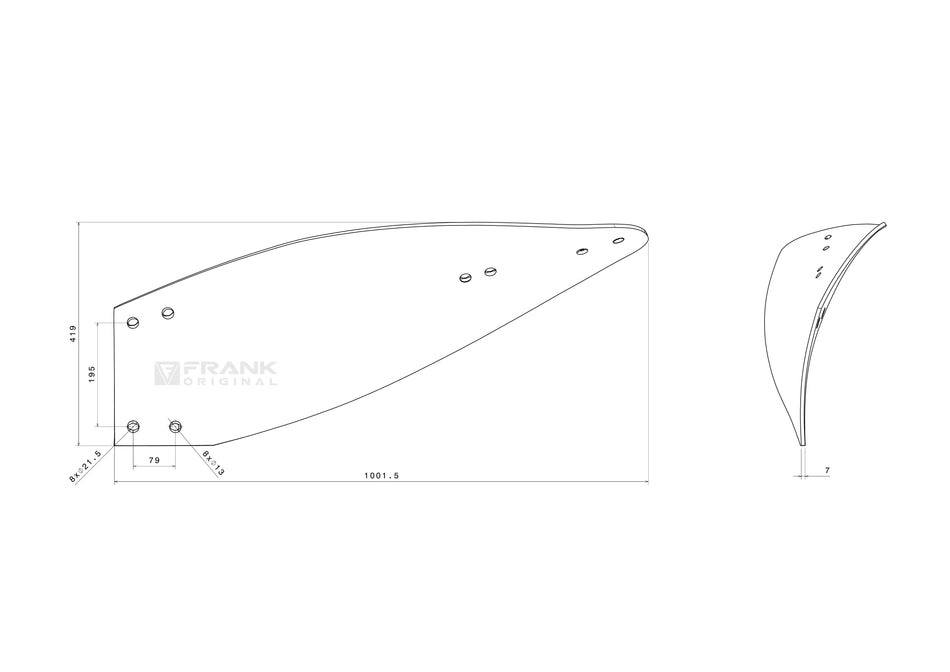 Streichblech-Hinterteil für Överum / Fiskars | links
