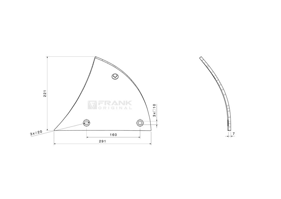 Streichblech-Vorderteil für Lemken | links