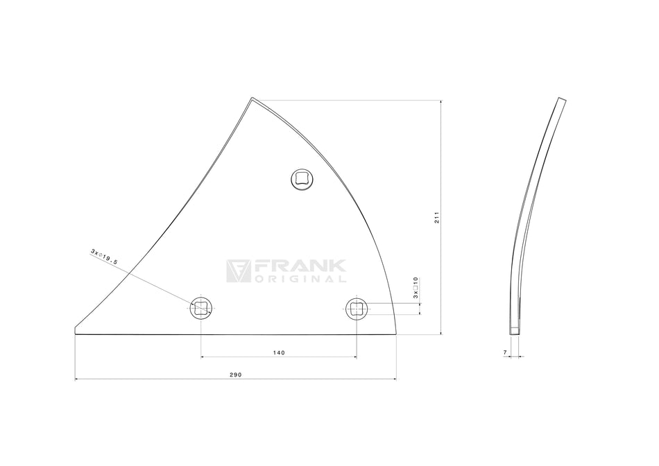 Streichblech-Vorderteil für Lemken | links