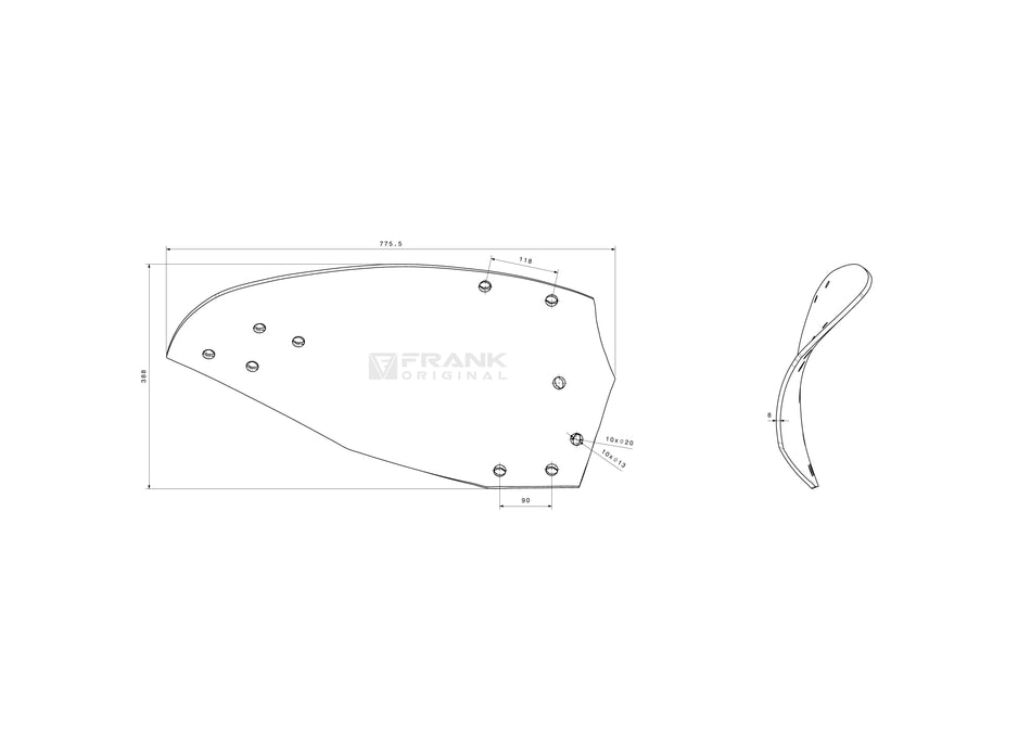 Streichblech-Hinterteil für Kverneland | rechts