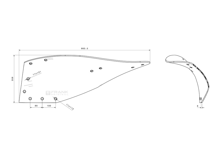Paintbrush rear section for Kverneland | left