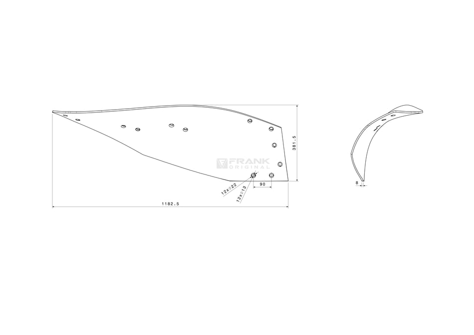Paintbrush rear section for Kverneland | right
