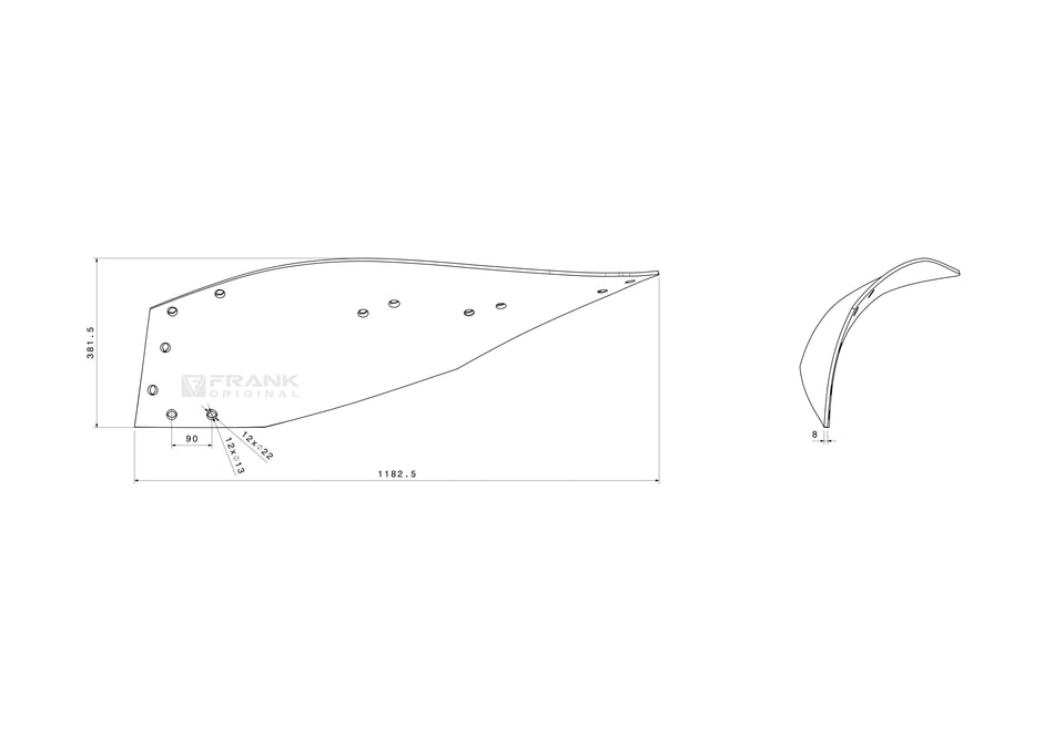 Paintbrush rear section for Kverneland | left