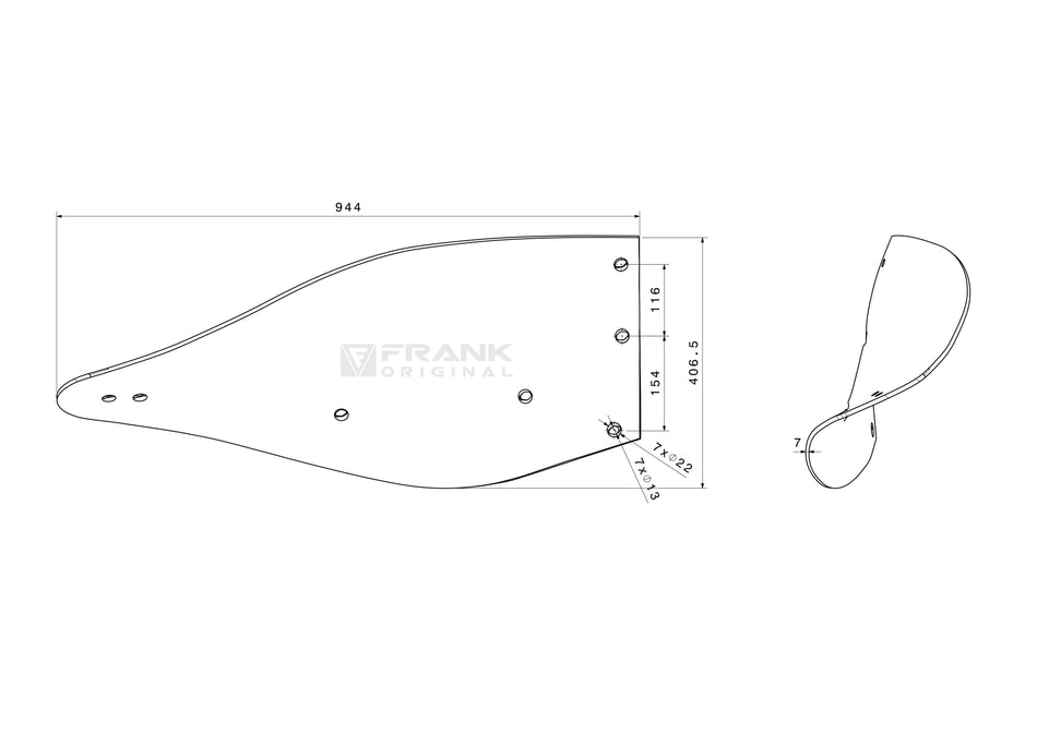 Molding plate rear section for Kuhn | right