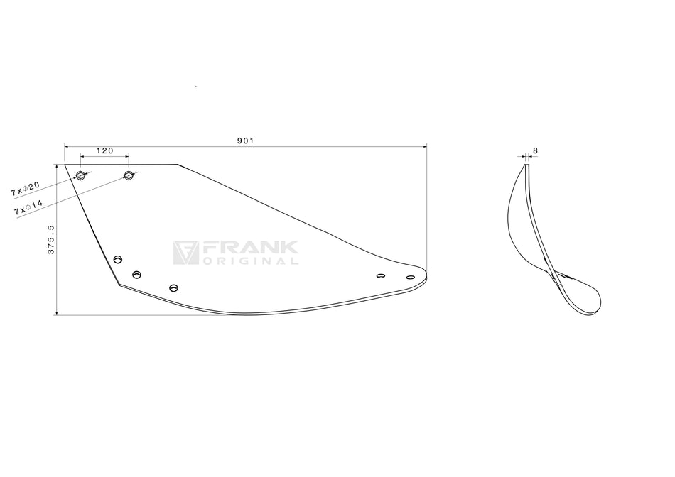 Paint tray rear section for Gregoire Besson | right