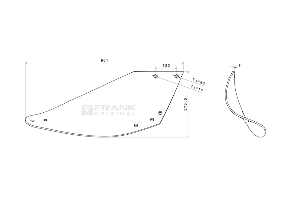 Paint-plate rear section for Gregoire Besson | left