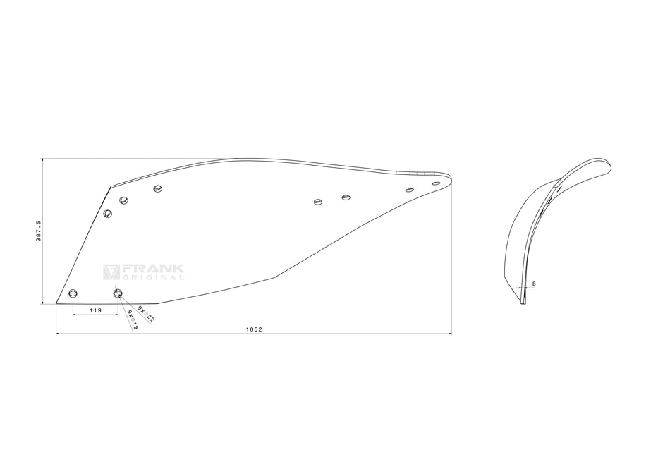 Paint-plate rear section for Gregoire Besson | left