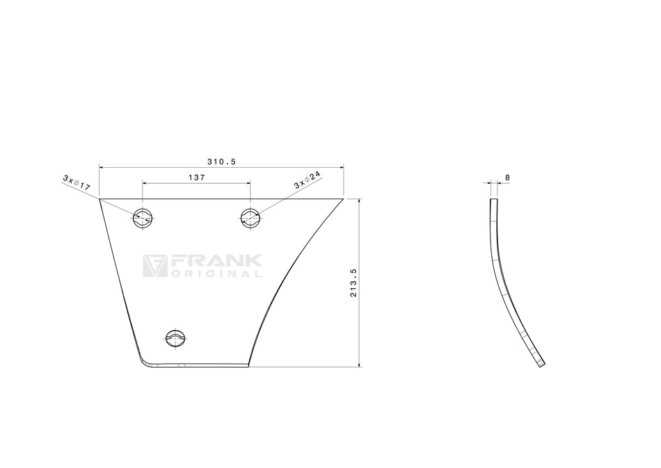 Brush plate front part for Amazone / BBG | right