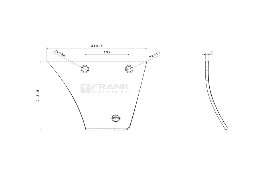 Brush plate front part for Vogel &amp; Noot | left
