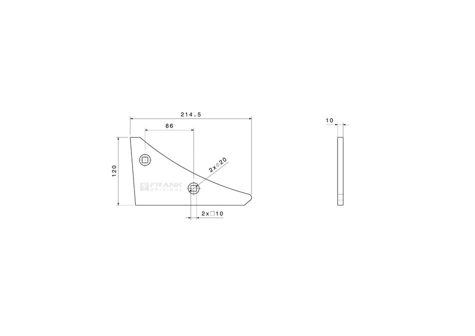 Landside tip for Lemken | left