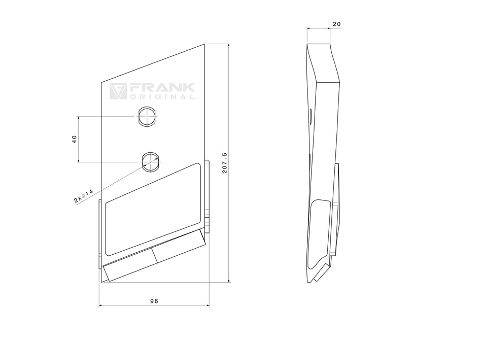 Replacement tip for Kverneland | 90 x 20 mm | HardLine | left