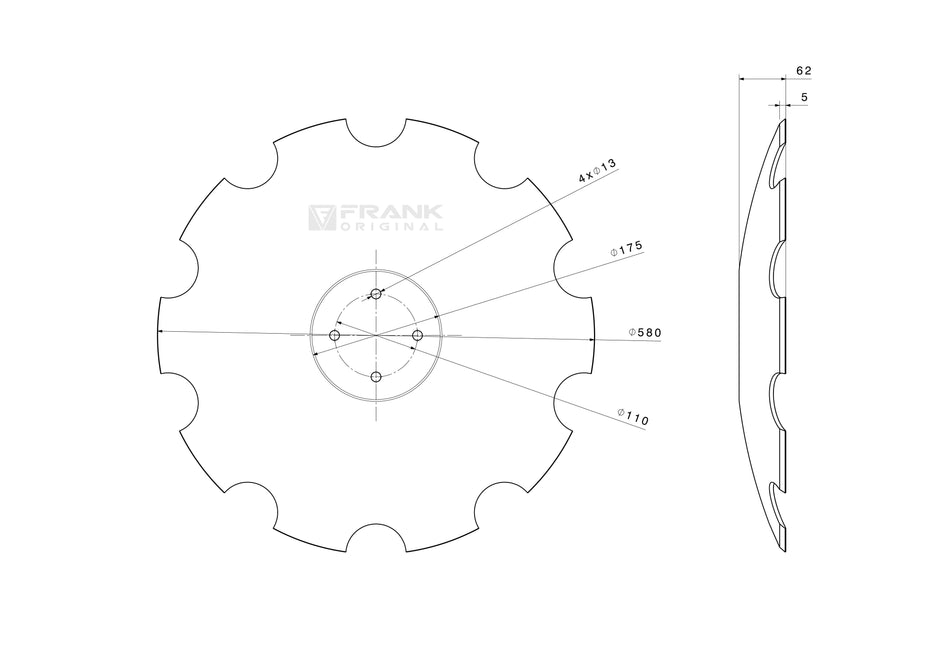Hollow disc for Pöttinger | serrated