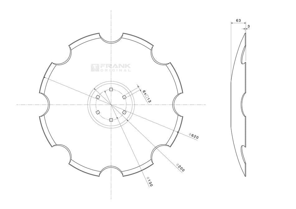 Universal hollow disc | serrated