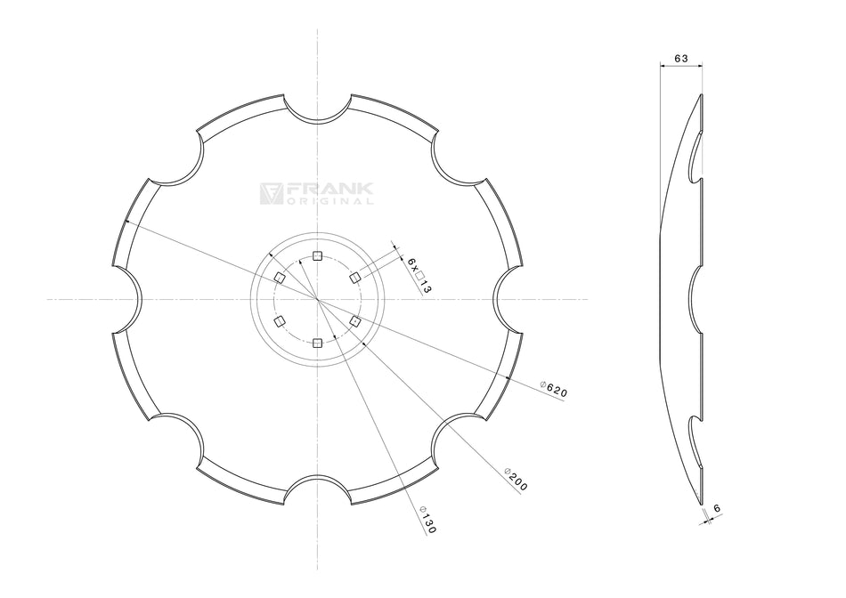 Concave disc for Universal | serrated