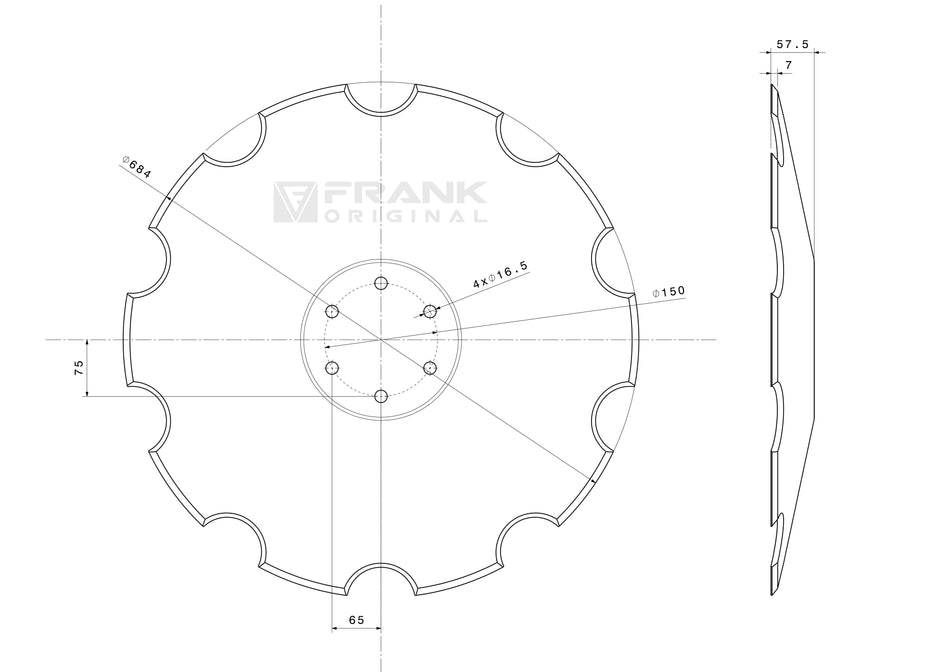 Universal hollow disc | serrated