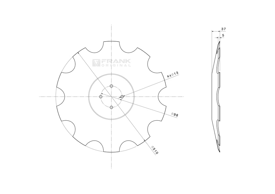 Hollow disc for Köckerling | serrated