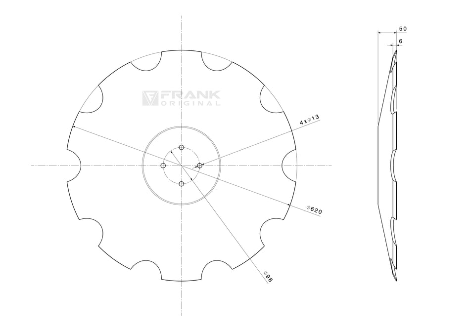 Hollow disc for Köckerling | raked