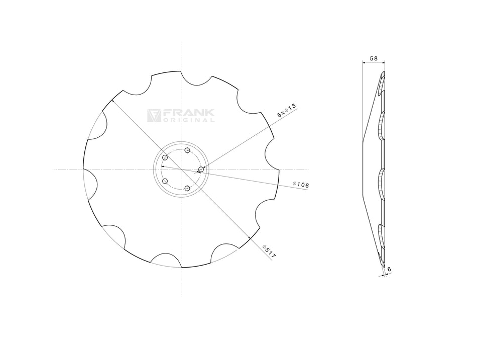 Concave disc for Universal | serrated