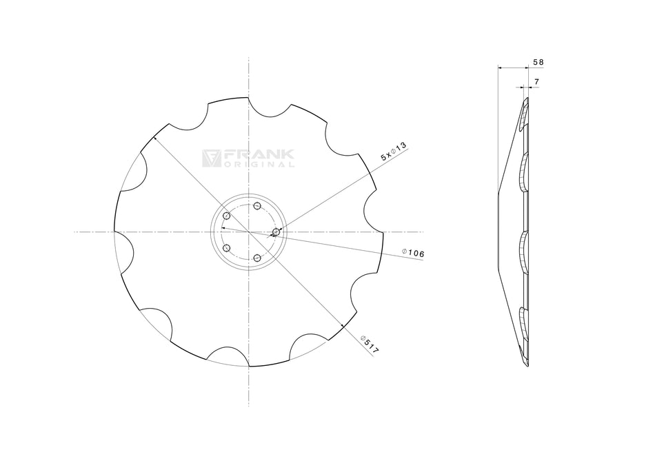 Universal hollow disc | serrated