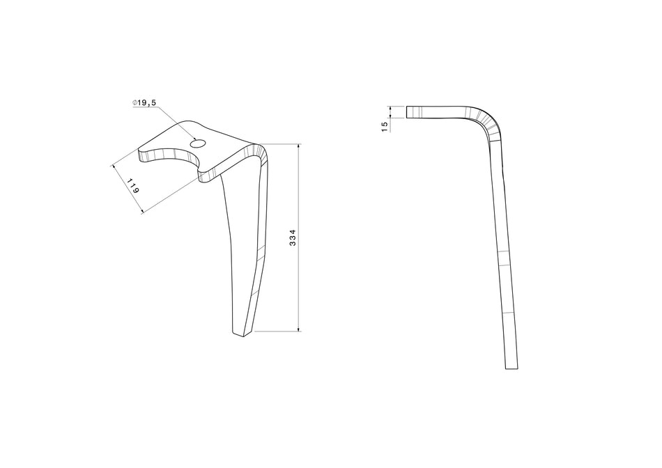 Rotary harrow tines for Amazone / BBG | left