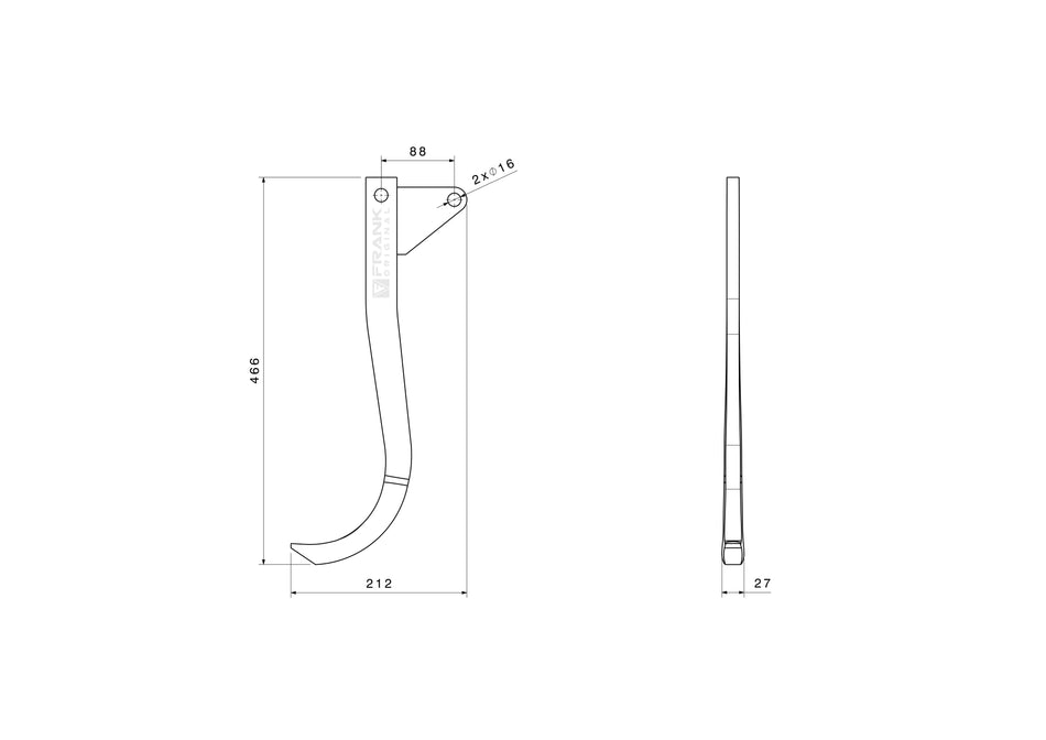 Cultivator handle for Lemken
